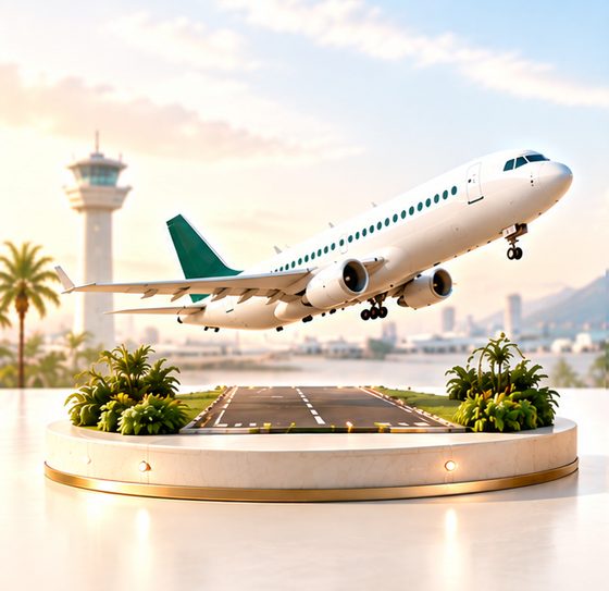 A plane taking off from a runway